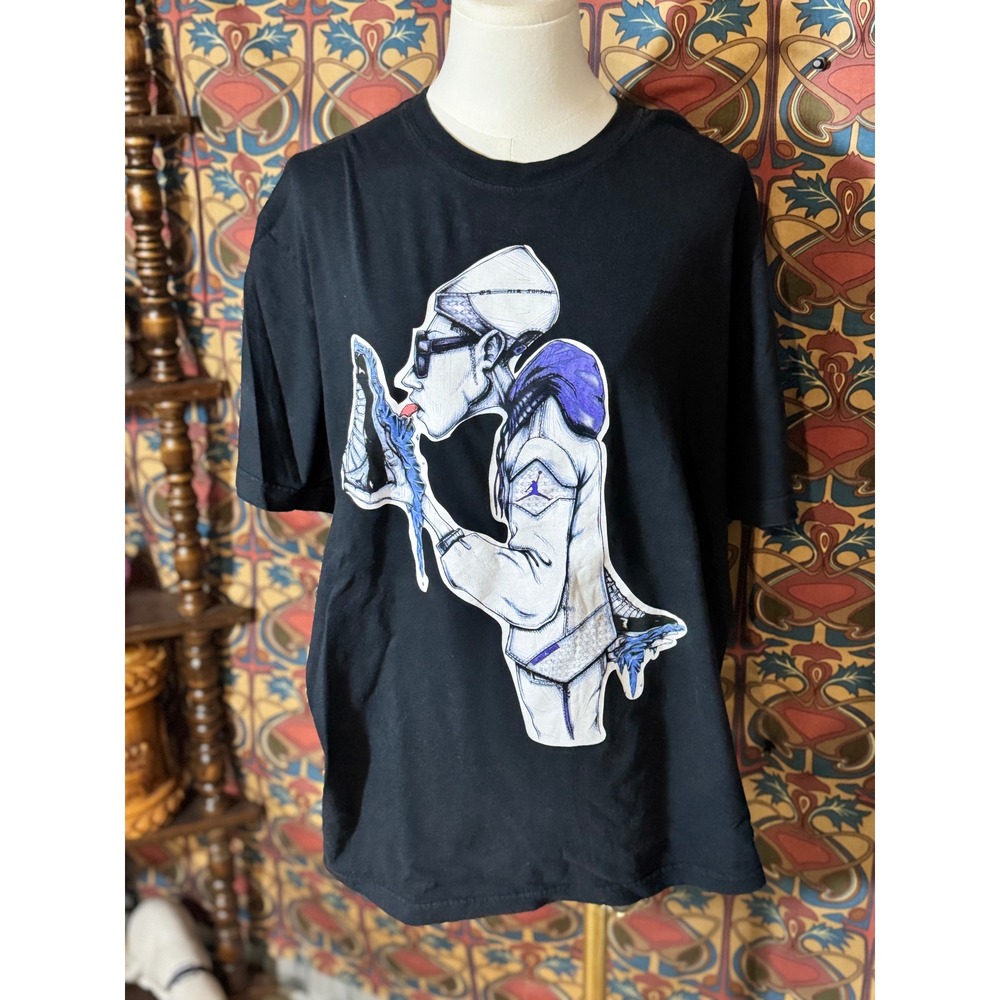 Jordan Black T Shirt Graphic Print Sneaker Lover Mens XL Extra Large
